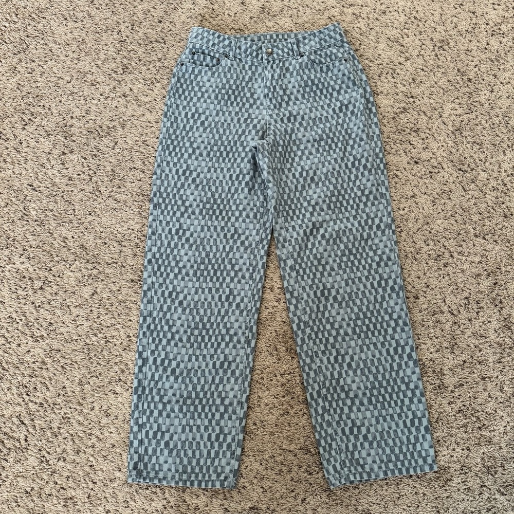 Future Collective Gabriella Karefa Johnson Jeans 6 Checkered Wide Leg‎ Denim